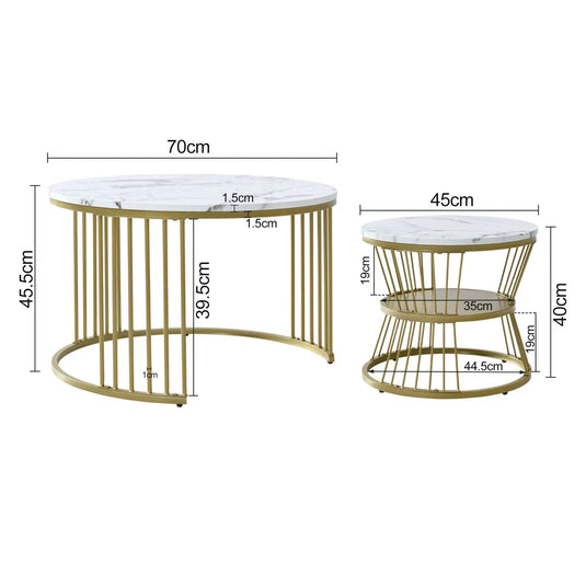 Salontafel Set Marmerlook Goud