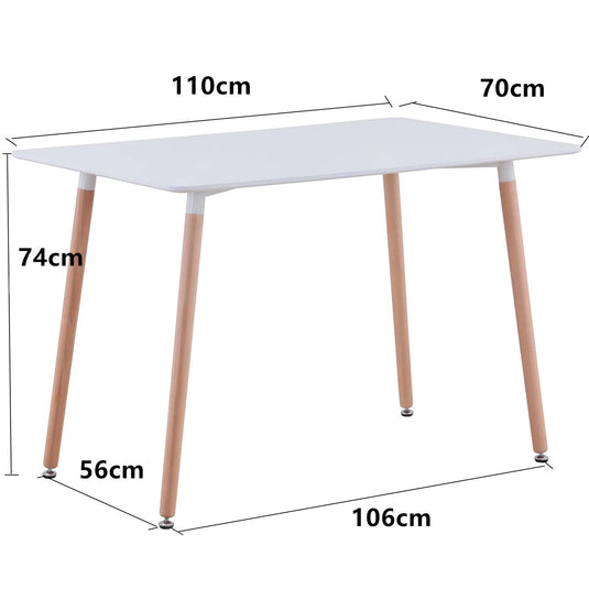 Bureau Eettafel Wit met Houten Poten 110x70x74 cm