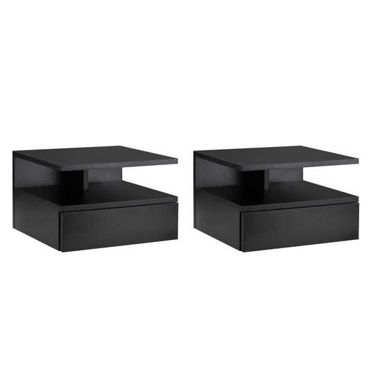Set van 2 Zwevende Nachtkastjes Zwart