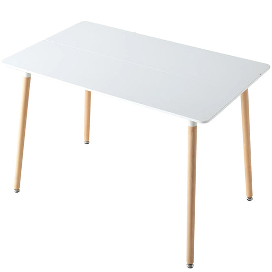 Bureau Eettafel Wit met Houten Poten 110x70x74 cm