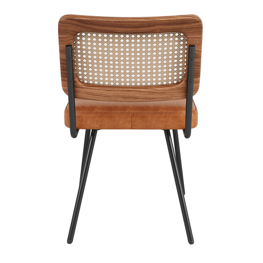 Set van 2 Retro Rotan Kunstleer Eetkamerstoelen