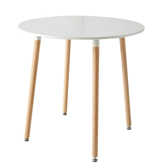Eettafel Wit met Houten Poten 80x80x70 cm