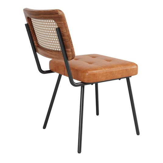 Set van 2 Retro Rotan Kunstleer Eetkamerstoelen