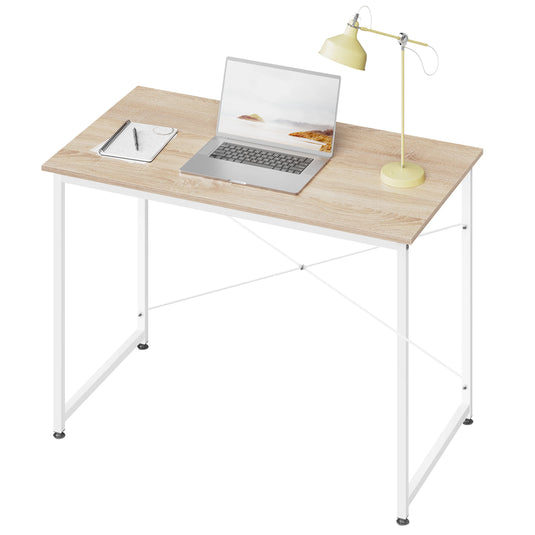 Bureau 120x60cm Hout met Wit Metalen Frame