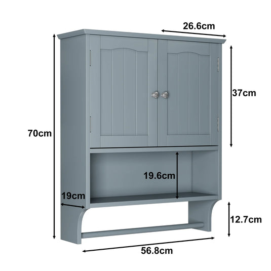 Badkamer Wandkast met Handdoekhouder Blauwgrijs