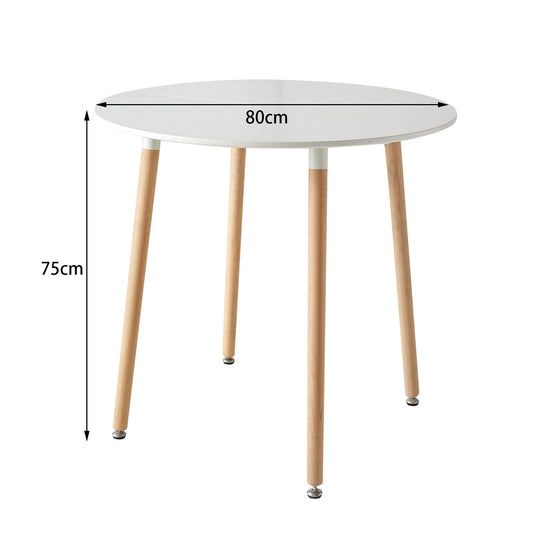 Eettafel Wit met Houten Poten 80x80x70 cm