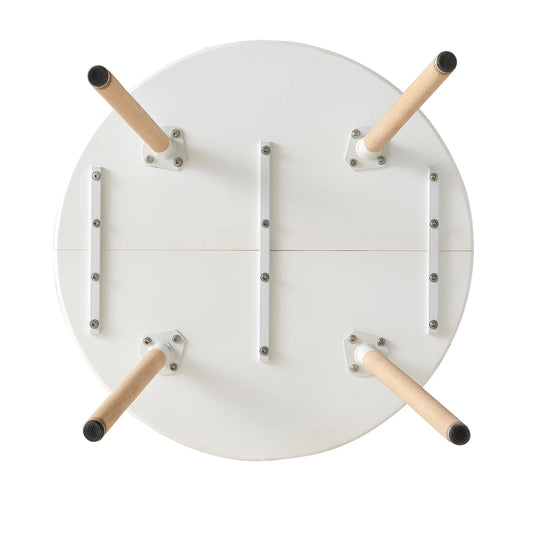 Eettafel Wit met Houten Poten 80x80x70 cm