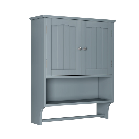 Badkamer Wandkast met Handdoekhouder Blauwgrijs
