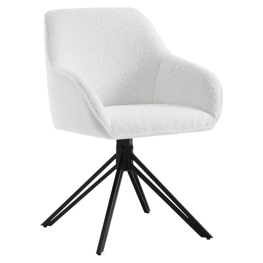 Set van 2 Bouclé Eetkamerstoelen Wit met Zwart