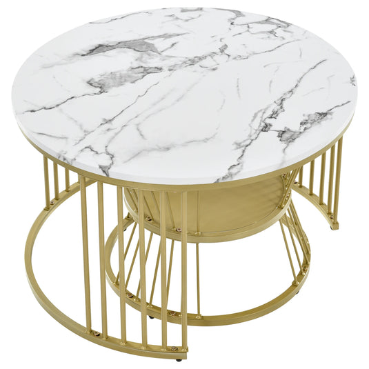 Salontafel Set Marmerlook Goud
