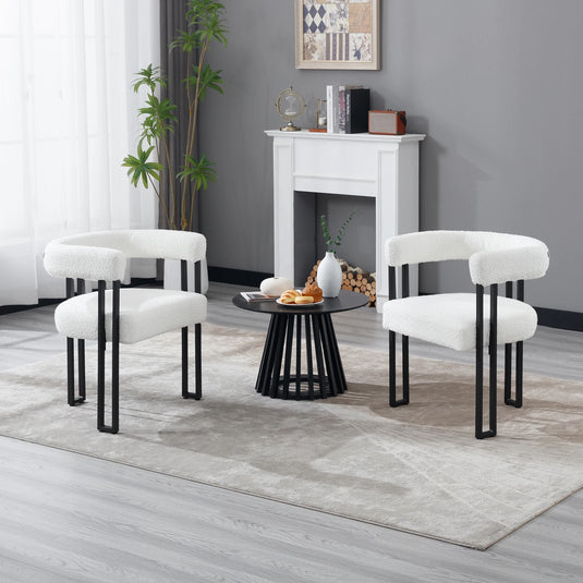 Witte Fluffy Eetkamerstoel (Set van 2)