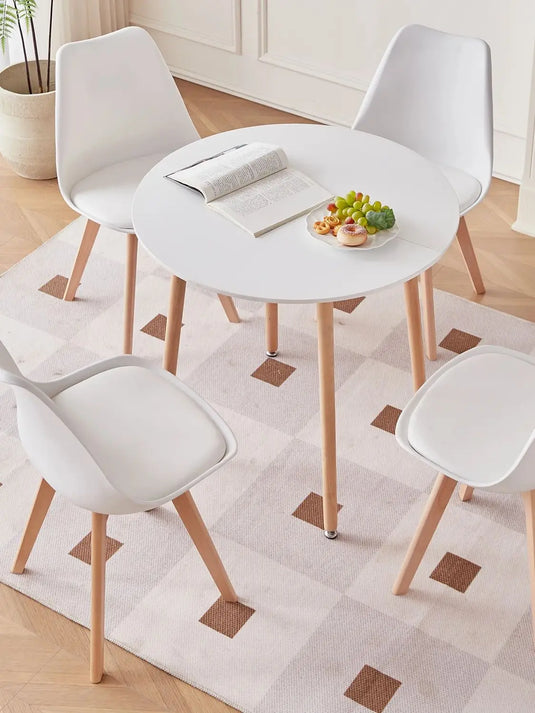 Eettafel Wit met Houten Poten 80x80x70 cm