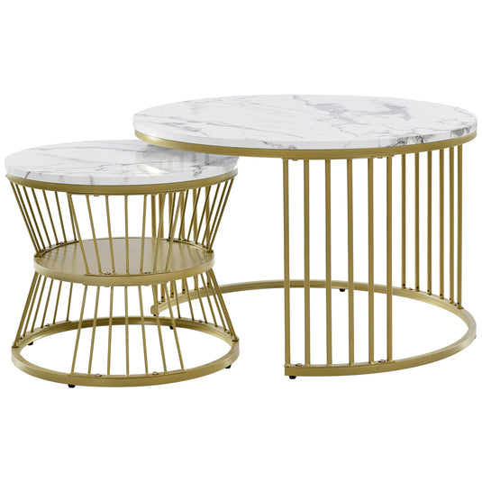 Salontafel Set Marmerlook Goud